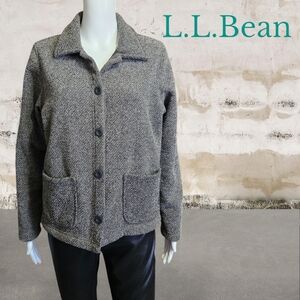 L.L. Bean Tweed Button Up Fleece Lined Light Jacket Textured Size Medium